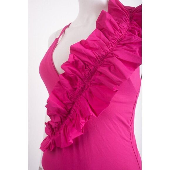 Zara Womens Swim Bathing Suit One Piece Ruffle Pink XS X-Small 2856/047 NWT - Picture 4 of 6